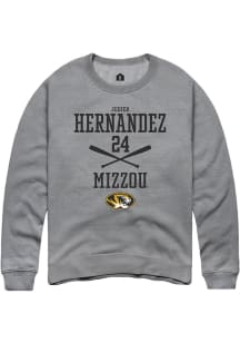 Jedier Hernandez  Rally Missouri Tigers Mens Grey NIL Sport Icon Long Sleeve Crew Sweatshirt