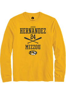 Jedier Hernandez  Missouri Tigers Gold Rally NIL Sport Icon Long Sleeve T Shirt