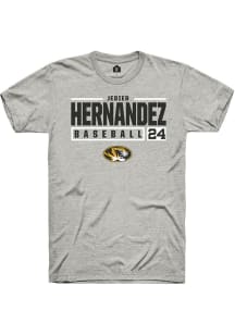 Jedier Hernandez  Missouri Tigers Ash Rally NIL Stacked Box Short Sleeve T Shirt