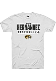 Jedier Hernandez  Missouri Tigers White Rally NIL Stacked Box Short Sleeve T Shirt
