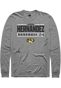 Jedier Hernandez  Missouri Tigers Grey Rally NIL Stacked Box Long Sleeve T Shirt