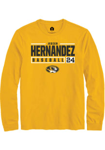 Jedier Hernandez  Missouri Tigers Gold Rally NIL Stacked Box Long Sleeve T Shirt