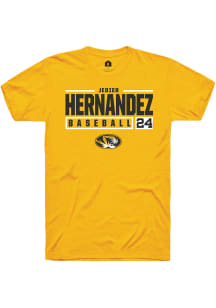 Jedier Hernandez  Missouri Tigers Gold Rally NIL Stacked Box Short Sleeve T Shirt