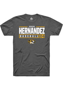 Jedier Hernandez  Missouri Tigers Dark Grey Rally NIL Stacked Box Short Sleeve T Shirt