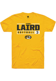 Jenna Laird  Missouri Tigers Gold Rally NIL Stacked Box Short Sleeve T Shirt