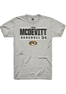 Josh McDevitt  Missouri Tigers Ash Rally NIL Stacked Box Short Sleeve T Shirt