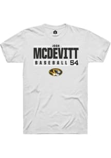 Josh McDevitt  Missouri Tigers White Rally NIL Stacked Box Short Sleeve T Shirt