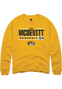 Josh McDevitt  Rally Missouri Tigers Mens Gold NIL Stacked Box Long Sleeve Crew Sweatshirt