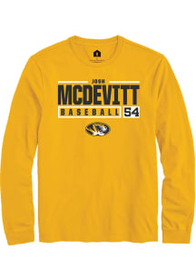 Josh McDevitt  Missouri Tigers Gold Rally NIL Stacked Box Long Sleeve T Shirt