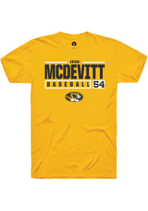 Josh McDevitt  Missouri Tigers Gold Rally NIL Stacked Box Short Sleeve T Shirt