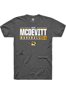 Josh McDevitt  Missouri Tigers Dark Grey Rally NIL Stacked Box Short Sleeve T Shirt