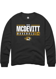 Josh McDevitt  Rally Missouri Tigers Mens Black NIL Stacked Box Long Sleeve Crew Sweatshirt