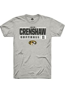 Julia Crenshaw  Missouri Tigers Ash Rally NIL Stacked Box Short Sleeve T Shirt