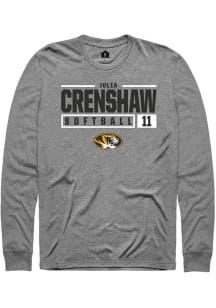 Julia Crenshaw  Missouri Tigers Grey Rally NIL Stacked Box Long Sleeve T Shirt