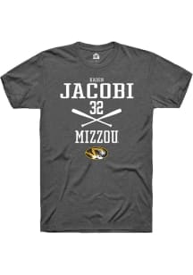 Kaden Jacobi  Missouri Tigers Dark Grey Rally NIL Sport Icon Short Sleeve T Shirt