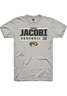 Kaden Jacobi  Missouri Tigers Ash Rally NIL Stacked Box Short Sleeve T Shirt