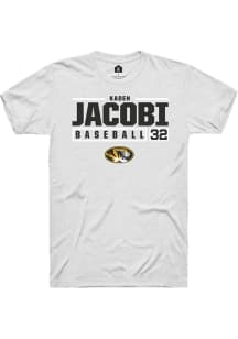 Kaden Jacobi  Missouri Tigers White Rally NIL Stacked Box Short Sleeve T Shirt