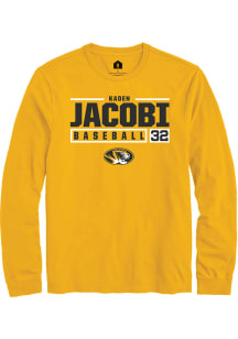 Kaden Jacobi  Missouri Tigers Gold Rally NIL Stacked Box Long Sleeve T Shirt