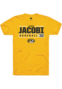 Kaden Jacobi  Missouri Tigers Gold Rally NIL Stacked Box Short Sleeve T Shirt