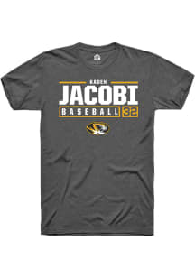 Kaden Jacobi  Missouri Tigers Dark Grey Rally NIL Stacked Box Short Sleeve T Shirt