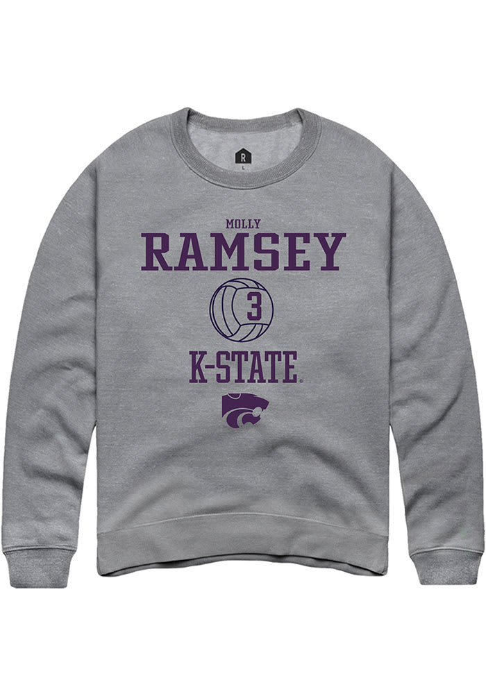 Molly Ramsey Rally K-State Wildcats Mens Grey NIL Sport Icon Long Sleeve Crew Sweatshirt