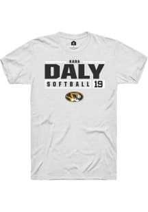Kara Daly  Missouri Tigers White Rally NIL Stacked Box Short Sleeve T Shirt