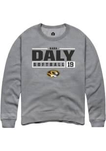 Kara Daly  Rally Missouri Tigers Mens Grey NIL Stacked Box Long Sleeve Crew Sweatshirt