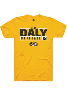 Kara Daly  Missouri Tigers Gold Rally NIL Stacked Box Short Sleeve T Shirt
