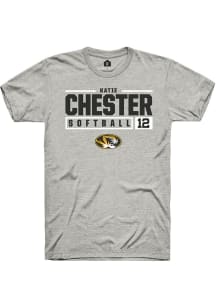 Katie Chester  Missouri Tigers Ash Rally NIL Stacked Box Short Sleeve T Shirt