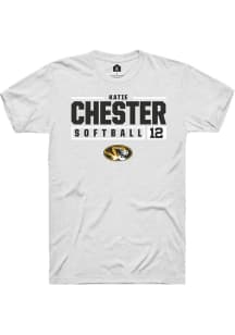 Katie Chester  Missouri Tigers White Rally NIL Stacked Box Short Sleeve T Shirt