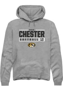 Katie Chester  Rally Missouri Tigers Mens Grey NIL Stacked Box Long Sleeve Hoodie