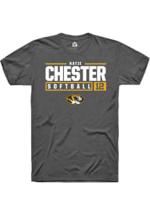 Katie Chester  Missouri Tigers Dark Grey Rally NIL Stacked Box Short Sleeve T Shirt