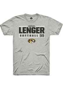 Kayley Lenger  Missouri Tigers Ash Rally NIL Stacked Box Short Sleeve T Shirt