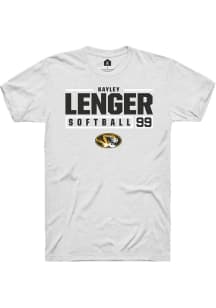 Kayley Lenger  Missouri Tigers White Rally NIL Stacked Box Short Sleeve T Shirt