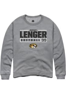 Kayley Lenger  Rally Missouri Tigers Mens Grey NIL Stacked Box Long Sleeve Crew Sweatshirt