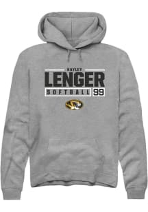 Kayley Lenger  Rally Missouri Tigers Mens Grey NIL Stacked Box Long Sleeve Hoodie