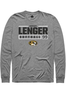 Kayley Lenger  Missouri Tigers Grey Rally NIL Stacked Box Long Sleeve T Shirt