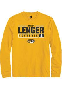 Kayley Lenger  Missouri Tigers Gold Rally NIL Stacked Box Long Sleeve T Shirt