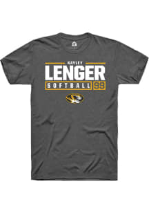 Kayley Lenger  Missouri Tigers Dark Grey Rally NIL Stacked Box Short Sleeve T Shirt