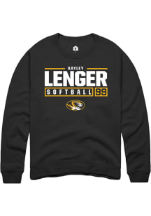 Kayley Lenger  Rally Missouri Tigers Mens Black NIL Stacked Box Long Sleeve Crew Sweatshirt