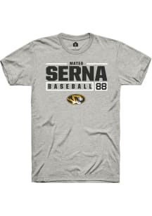 Mateo Serna  Missouri Tigers Ash Rally NIL Stacked Box Short Sleeve T Shirt
