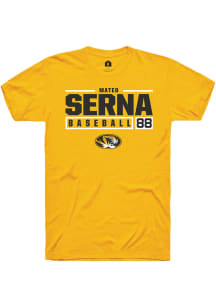 Mateo Serna  Missouri Tigers Gold Rally NIL Stacked Box Short Sleeve T Shirt