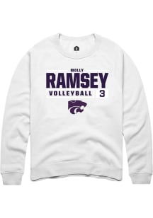 Molly Ramsey Rally Mens White K-State Wildcats NIL Stacked Box Crew Sweatshirt