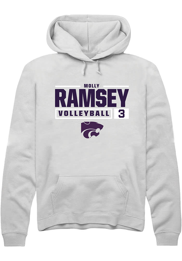 Molly Ramsey Rally K-State Wildcats Mens White NIL Stacked Box Long Sleeve Hoodie