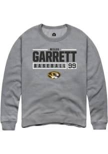 Miles Garrett  Rally Missouri Tigers Mens Grey NIL Stacked Box Long Sleeve Crew Sweatshirt