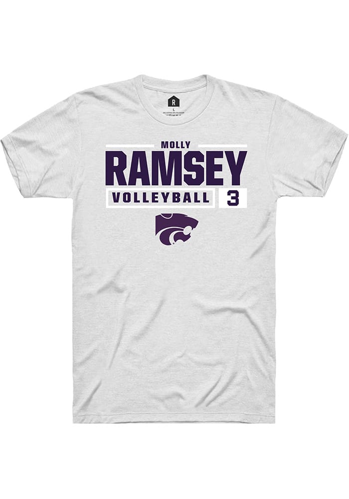 Molly Ramsey K-State Wildcats White Rally NIL Stacked Box Short Sleeve T Shirt