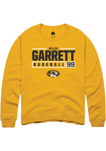 Miles Garrett  Rally Missouri Tigers Mens Gold NIL Stacked Box Long Sleeve Crew Sweatshirt