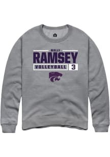 Molly Ramsey Rally Mens Graphite K-State Wildcats NIL Stacked Box Crew Sweatshirt