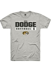 Mya Dodge  Missouri Tigers Ash Rally NIL Stacked Box Short Sleeve T Shirt