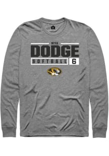 Mya Dodge  Missouri Tigers Grey Rally NIL Stacked Box Long Sleeve T Shirt